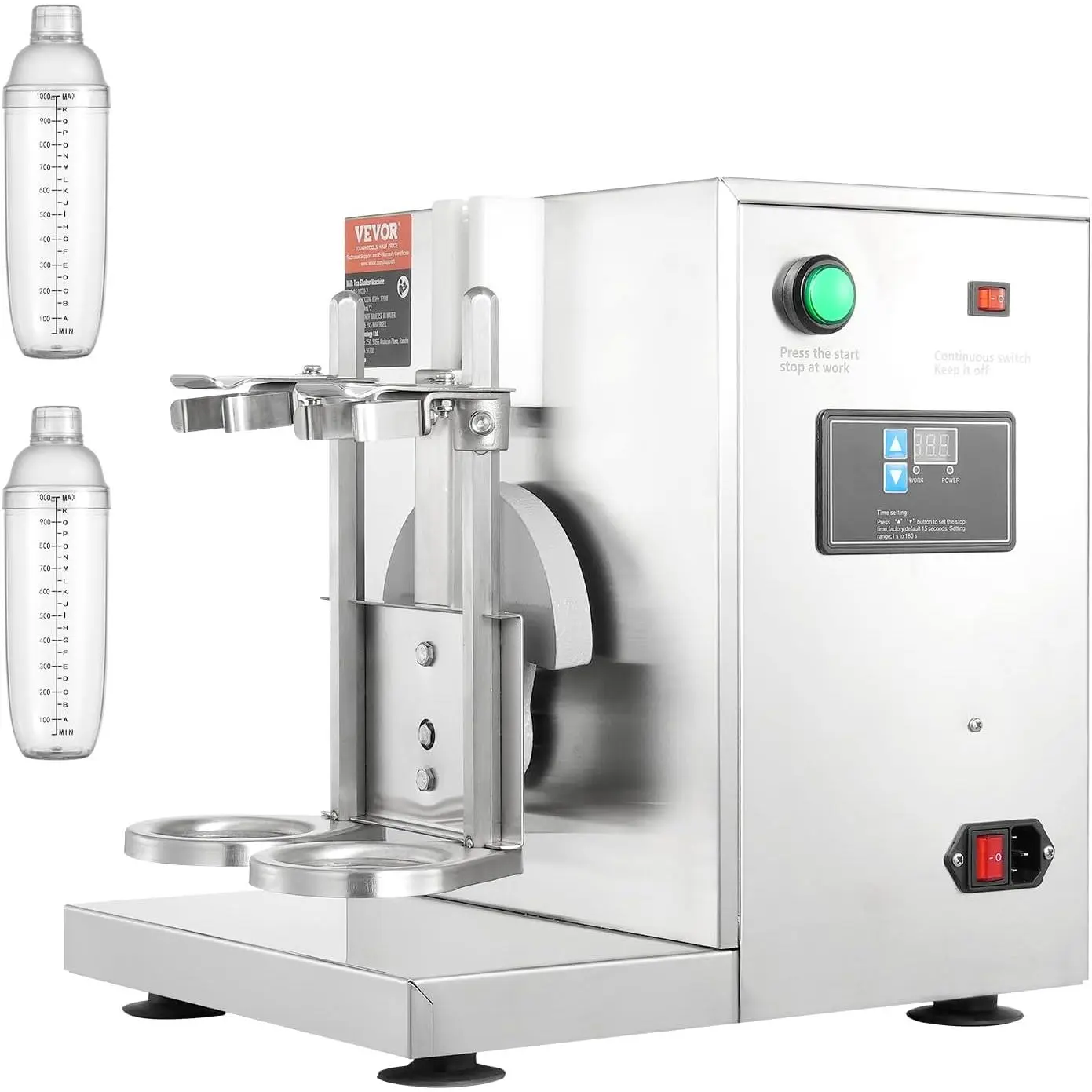 Spring new arrivals Milk Tea Shaking Machine, Electric Double Frame Milk Tea Shaker, 0-180s Adjustable Milk Shake Mixer Machine with Double 1000 ML PC Cups for Bubble Tea, Boba Tea, Juice, Coffee, Milk, Wine
