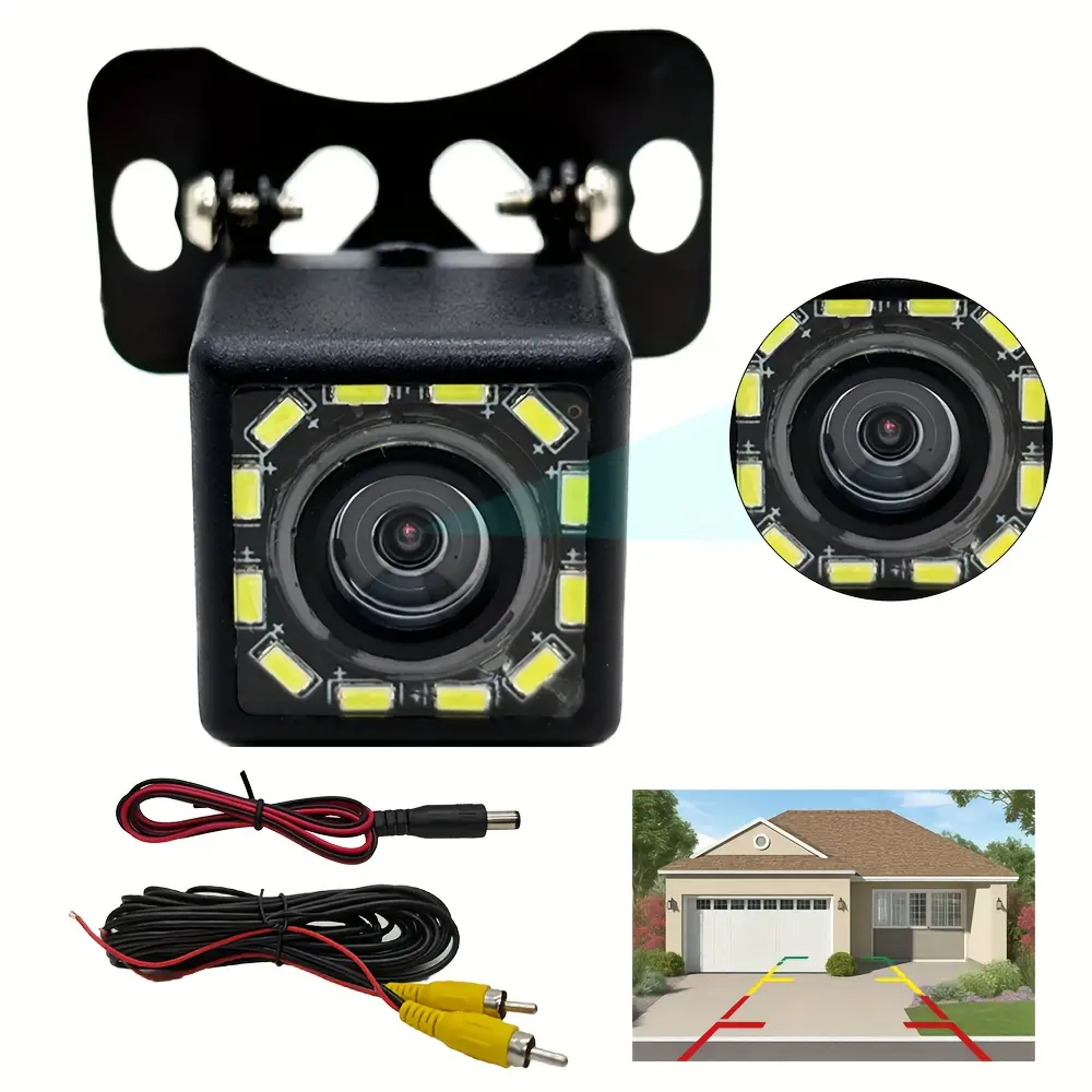 Rear view backup camera for cars, night vision clear parking camera, Rearview camera, car backup camera with 12 LED lights, clear night vision, safe reversing, easy installation, Reverse Rear Camera