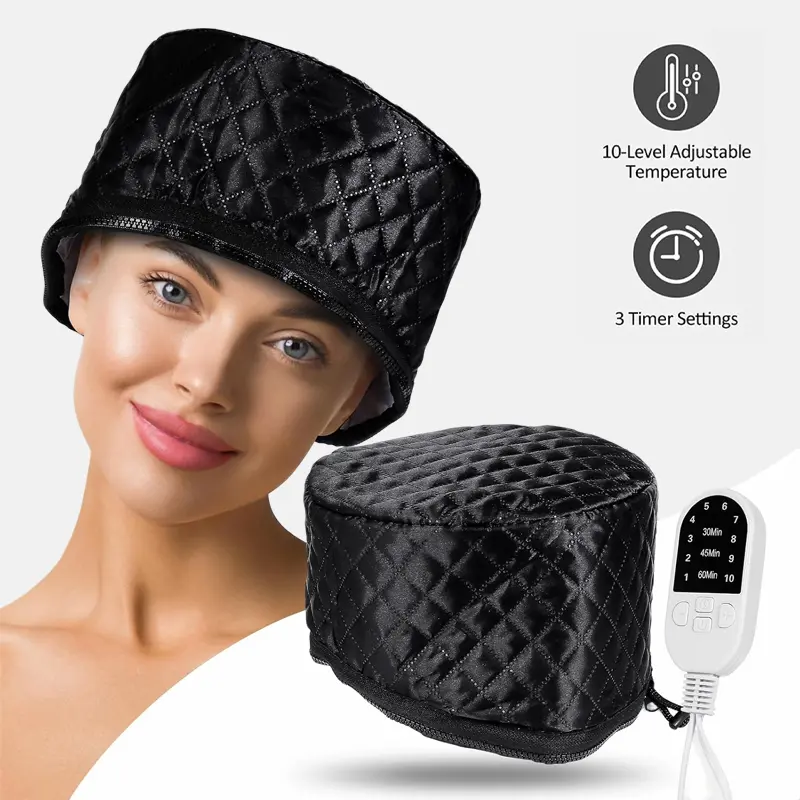 Electric Hair Steamer Heating Cap 10 Heat Levels & 3 Timer Settings Portable Thermal Heat Cap for Deep Conditioning Home Hair Care