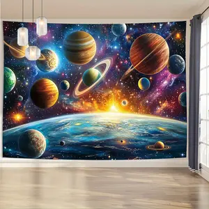 Outer Space Galaxy Backdrop Nebula Stars Backdrop Cosmic Theme Background Cloth Universe Tapestry Wall Hanging Photography Background Polyester Fiber Living Room Bedroom Office Party Event Studio Prop Wall Art