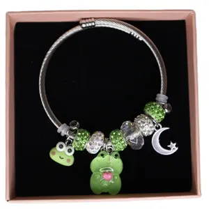 Frog Charm Bangle Bracelet