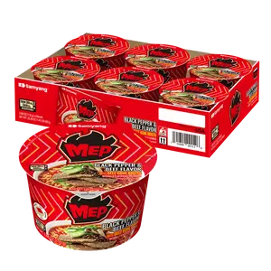 MEP Pack of 6 Black Pepper Beef Ramen, Spicy Korean Instant Bowl Noodle Soup, Rich Bone Broth Ramyeon, Quick Microwave Meal