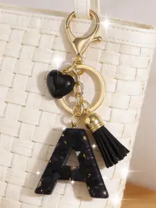 Creative English Letter Pendant Keychain for Women, Resin Drops Stone Initial Keychain, Bag Car Key Decoration Gift, Keychain for Bags, Fashionable Alloy Keychain, Stylish Keychain