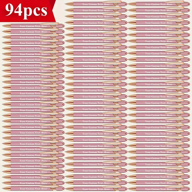Personalized Initial Engraved Metal Retractable Ballpoint Pens - 94-Pack Bulk Class, 0.5mm Black Ink, Premium Office Stationery, Refills Included - Ideal for Graduations, Office Giveaways