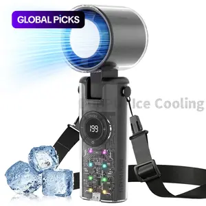 Portable Handheld Turbo Fan, USB-C Rechargeable with LED Display, 135° Foldable, 199-Speed 5-in-1 High-Speed Handheld Cooling Fan for Summer, Concerts and Outdoor Use (refrigeration and normal types) #GLOBAL PICKS