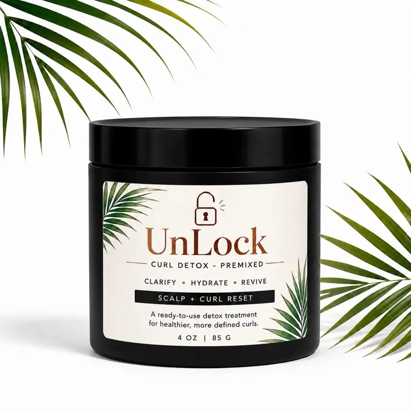 Unlock Curl Detox (Premixed) - All Natural Clay Hair Mask - Removes Buildup - Enhances Curl Definition - Smoothing Control Hair Mask - For Dry Hair Anti Frizz Hair Treatment