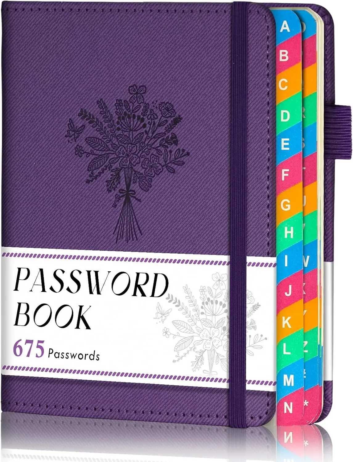 Password Keeper Book with Colorful Alphabetical Tabs, Small Pocket Password Logbook for Seniors, 4.7 x 6.2" Internet Website Address Organizer, Stores 675 Passwords (Royal Purple)