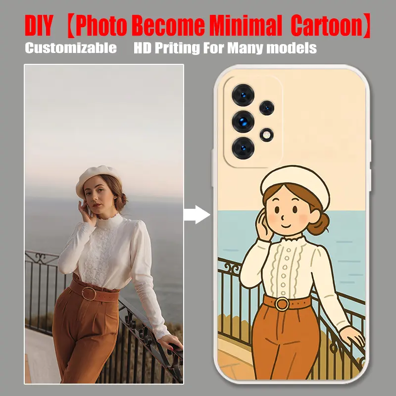 Custom Photo Phone Case – Please Send Image After Purchase.Photo Become Cartoon DIY Customizable Soft Phone Case Suitable for Samsung Galaxy A53/A52S/A52/A36/A35/A34/A33/A32/A26/A25/A24/A23/A22/A16/A15/A14/A13/A06/A05S/A05/A04S/A04/S25/S24/S23/S22/S21/