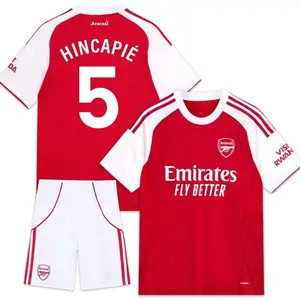 Piero Hincapie 5 25/26 Arsenal Home Full Set Soccer Kit, Premium Fabric Match Style Set B