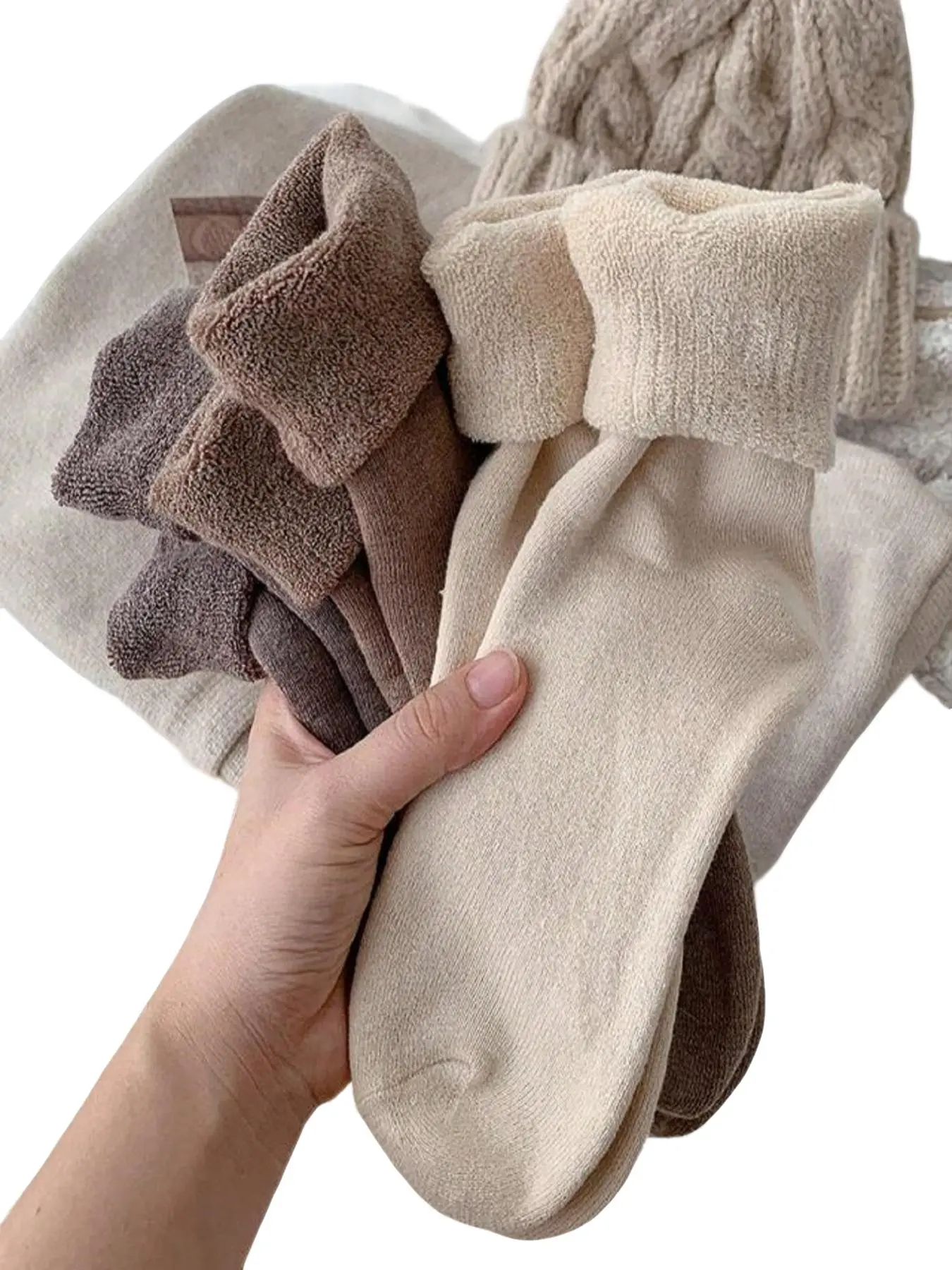 Women's Thick Terry Cozy Casual Comfy Knitted Warm Socks, 3 Pairs in Random Colors, Mid-Calf Length, Soft and Comfortable Fabric, Perfect for Fall & Winter Daily Wear