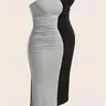 【Black Friday】Women's Plain Ruched Split-Hem Knitted Bodycon Strapless Sleeveless Tube Dress, Casual Bandeau Dress for Daily Outdoor Wear, Sundresses, Summer Women's Dresses, Casual Dress Style #GLOBAL PICKS