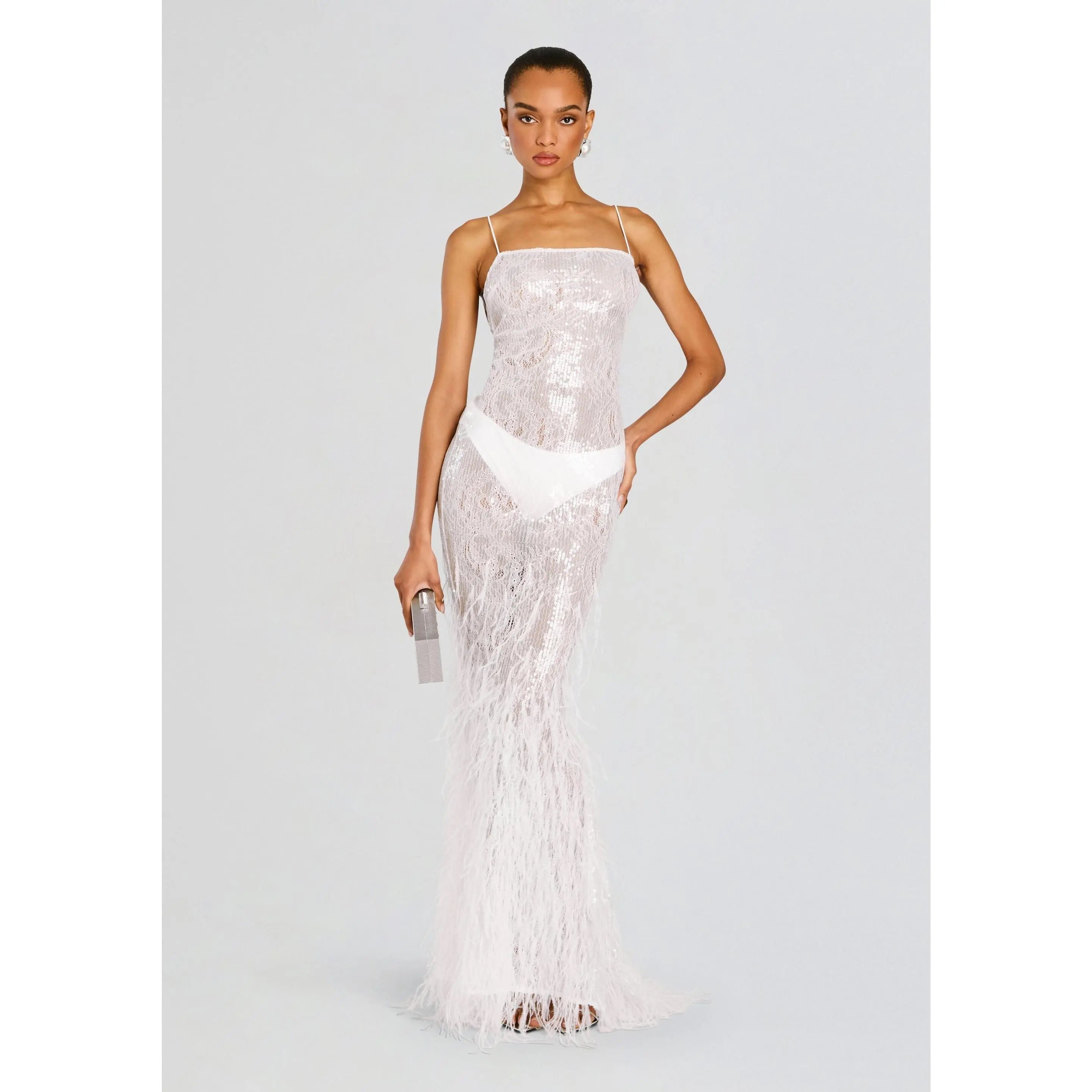 Odessa Sequin Feather Dress