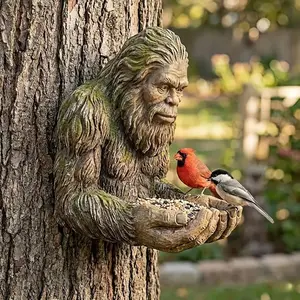 Bigfoot Tree Face Decorative Outdoor Bird Feeder, Garden Sculpture, Yard Art Decoration, Bigfoot Hugger Statue, Lawn Ornament, Garden Accessories