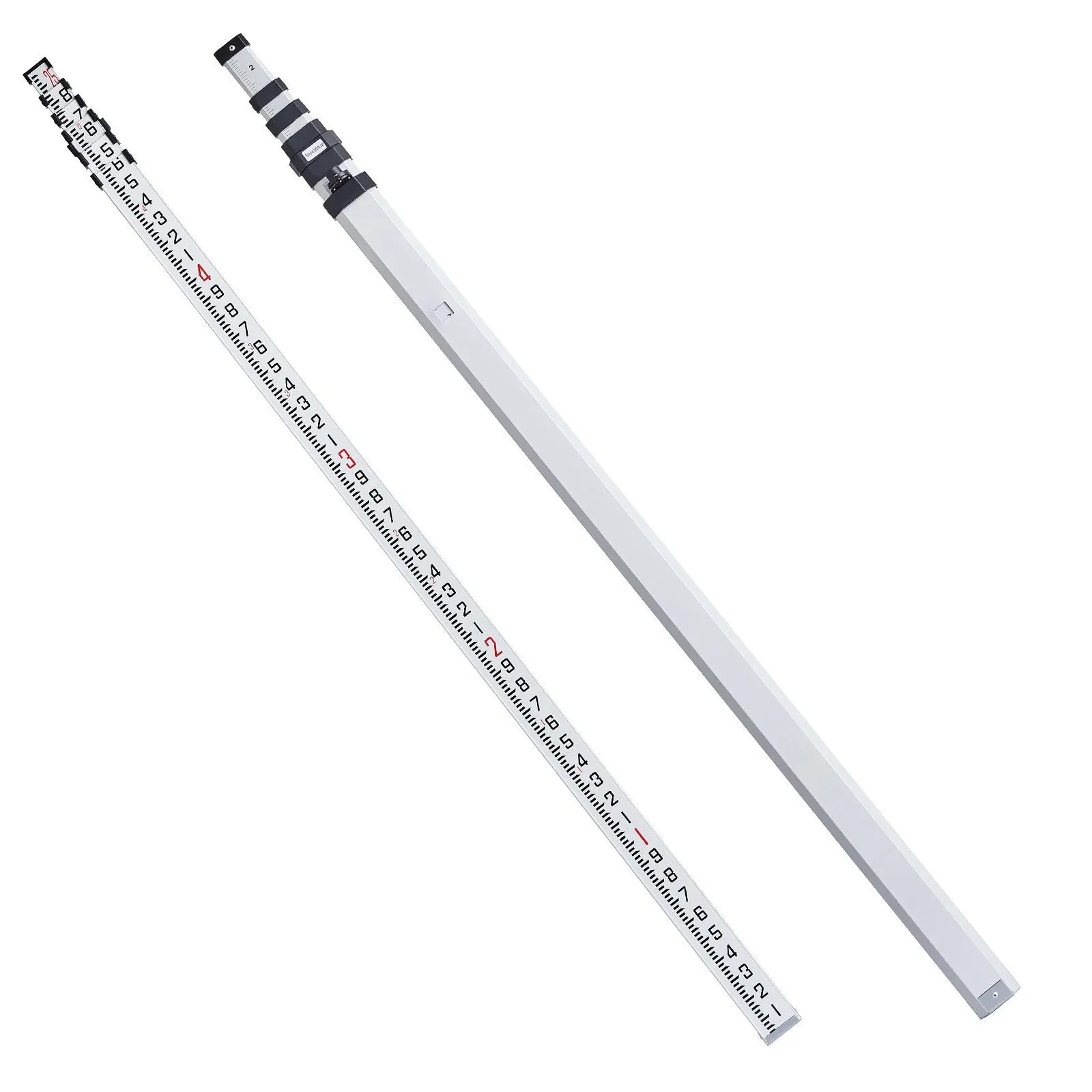 VEVOR Measuring Rod 25-Feet/10ths 6 Sections Telescopic Grade Rod 1/10ft w/ Bag