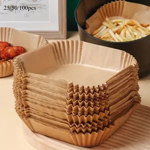 25/50/100pcs Non-Stick Air Fryer Liners - Square Paper Liners For Baking, Roasting, And Microwave Cooking - Easy Cleanup And Healthier Cooking For Hotel/Commercial Bakeware Baking Supplies