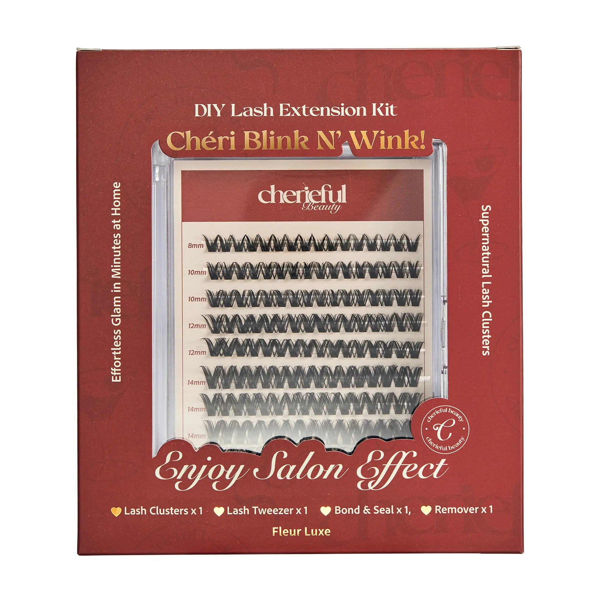 Cheri Blink N' Wink!™ Fleur Luxe DIY Lash Extension Kit - Soft Drama Eyelash Extensions with Fluffy Volume & Salon Effect