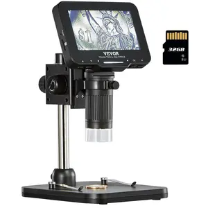 Digital Microscope, 4.3" IPS Screen, 50X-1000X Magnification, 1080P Photo/Video Coin Microscope, Electronic Microscope with 8 LED Lights and 32GB Card,Compatible with Windows/Mac OS
