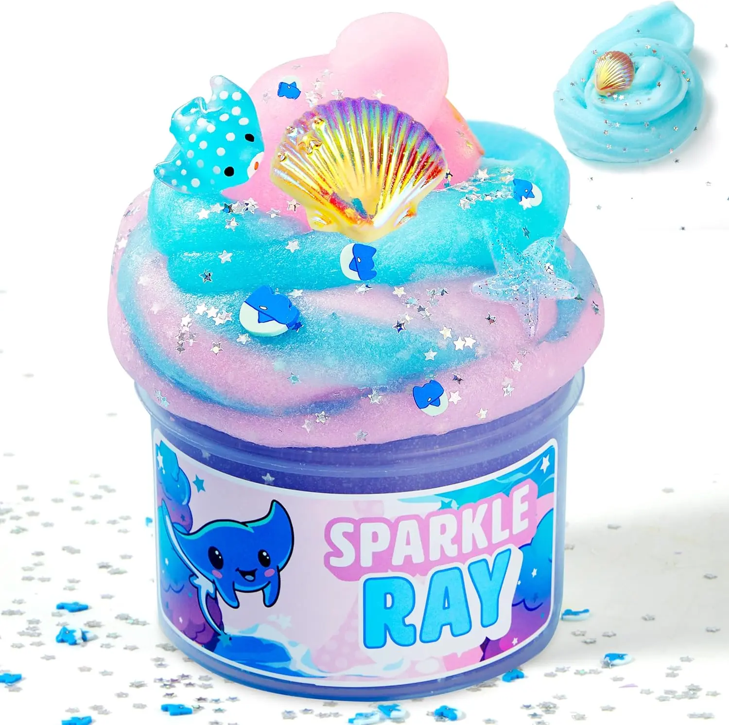 Halloween Fall Gift Manta Ray Cloud Slime, 8 oz Soft & Stretchy Non-Sticky Slime for Kids, Sensory Stress Relief Toy, Birthday Party Favors, Classroom Rewards & Gifts for Boys and Girls