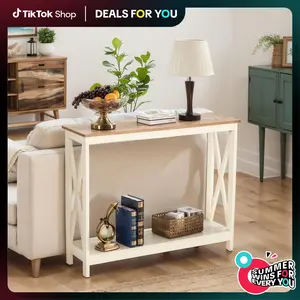 PHIVILLA White Entryway Table/End Table/Coffee Table, Farmhouse Console Table Narrow Sofa Table Hallway, Ivory Skinny Entry Table,DealsForYouDays