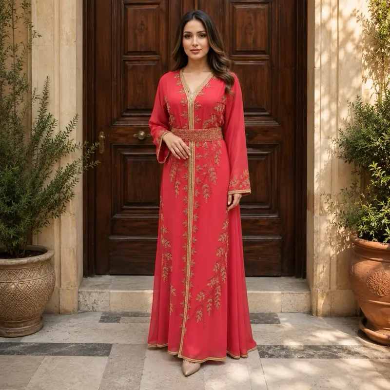 Royal Sapphire Gold Embroidered Luxury Abaya