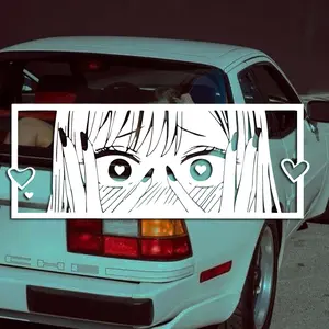 2025 Shy anime girl with love eyes decal,jdm style japanese anime style high quality for windows,For a Unique look!