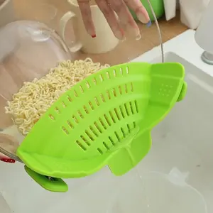 Clip On Strainer for Pots and Pans - Collapsible Silicone Pasta Strainer and Kitchen Gadget for Cooking - Easy to Use, Heat Resistant and Space Saving Colander - Green tiktokshopspringglowup