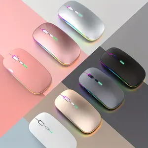 WiFi Bluetooth-compatible Dual Mode Rechargeable Wireless Mouse, Ergonomic USB Mouse with Backlit RGB, Silent Pause, Suitable for Laptop iPad PC Office Learning, Computer Peripherals