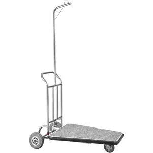 VEVOR Hotel Luggage Cart, Brushed Stainless Steel Finish Bellman's Cart, 1200 LBS Valet Cart with Grey Carpeted Deck and 8 - inch Rubber Wheels, Ideal for Hotels, Condos, Resorts, SilverVEVOR Super Brand Day