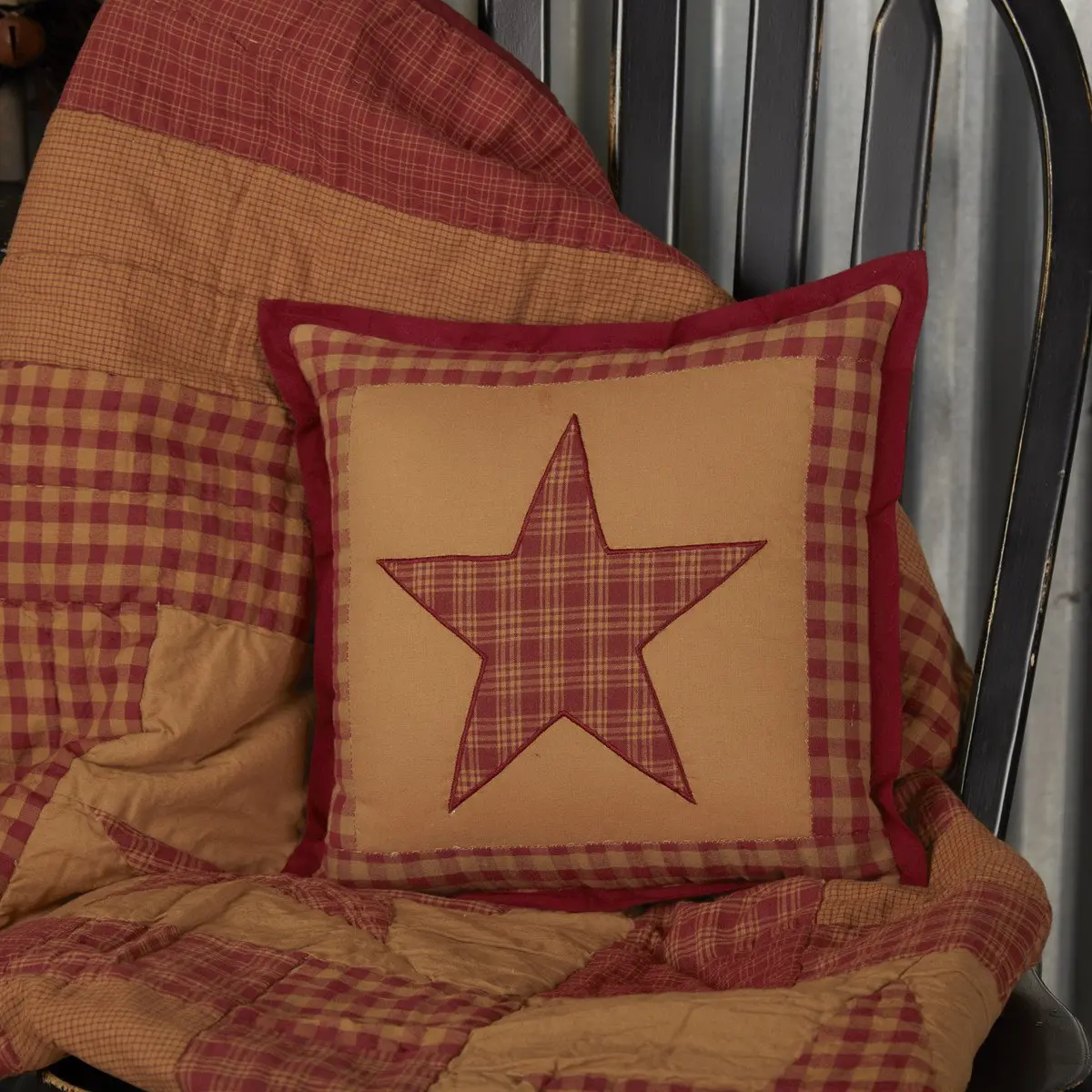 Bedford Burgundy Star Quilted Pillow 12"