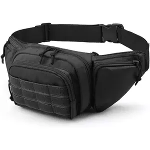 Tactical Handgun Holster - Portable Soft Black Zipper Waist Belt with Waist Slip Pocket, Versatile Gym Bag for Sports, Outdoor Use