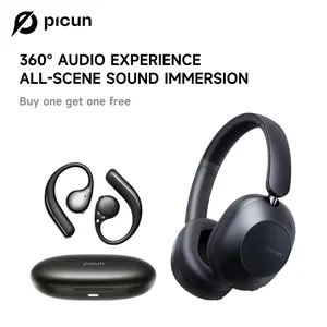 Picun F6 Active Noise Cancelling Headphones & T61 Bone Conduction Earbuds Kit 120-Hour Battery Hi-Res Audio Bluetooth 5.4 Gaming Headset Wireless Game Electronic