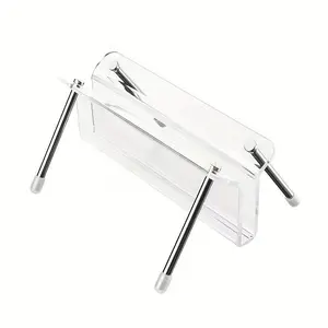 Creative CD Vinyl Record Desktop Storage Base, Acrylic Decorative Stand for Books Files Magazines Cards, Desk Organizer Holder