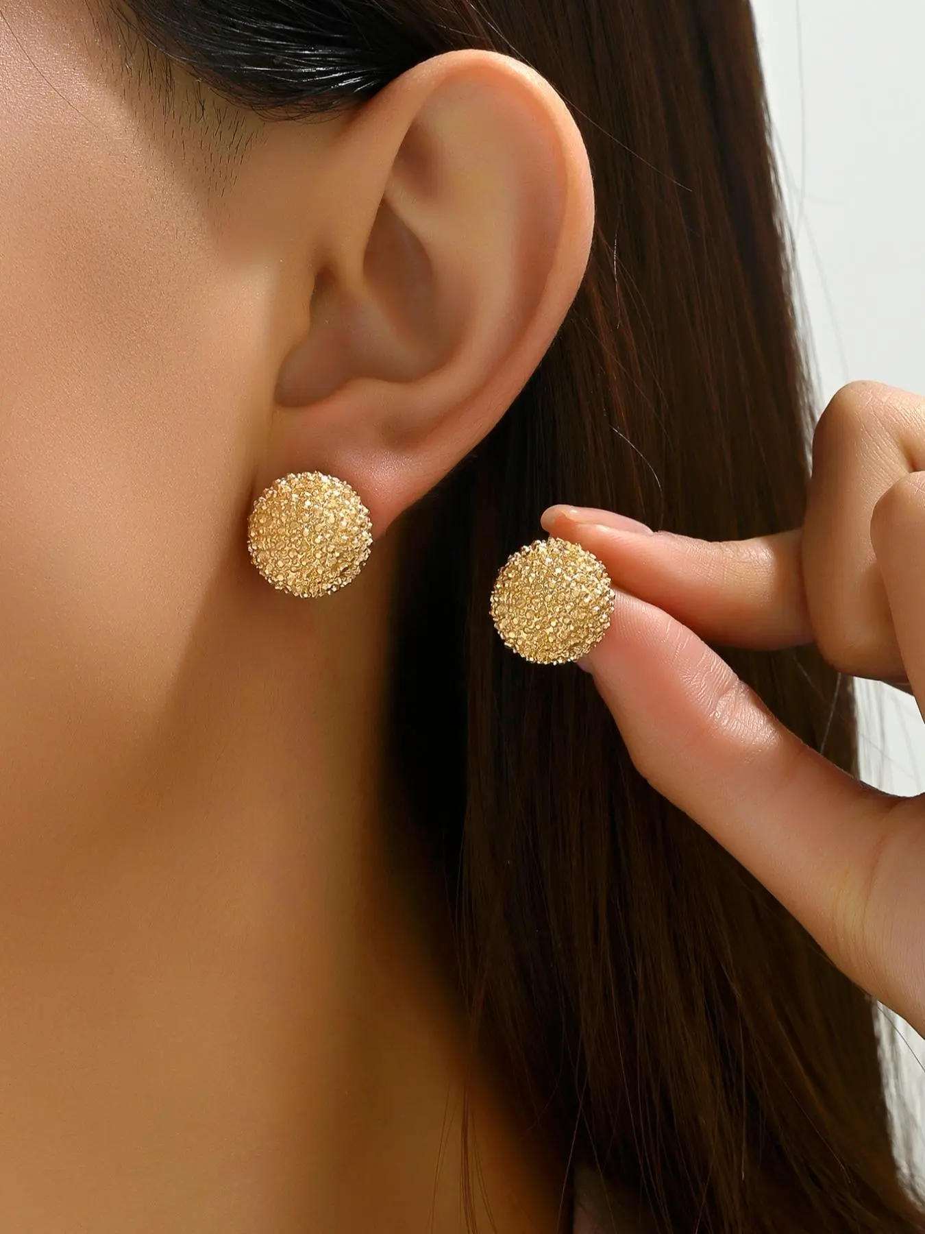 1 Pair Round Shaped Stud Earrings, High Quality Earrings, Fashion Elegant Jewelry for Women for Party, Daily Clothing Decor, Minimalist Aesthetic Jewelry Gift for Her, Ear Studs