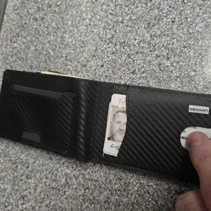 umoven Wallet for Men - Pop Up Case, Cash Slot, and Credit Card Slot - Aluminum Wallet with RFID Blocking, Minimalist Leather Wallet Front Pocket with ID Window, Gift Box