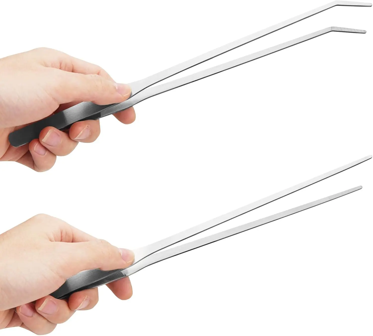 2PCS 10.6in Stainless Steel Aquarium Tweezers - Straight & Curved, Fish & Plant Feeding, Snake & Turtle Care, Aquascaping Terrarium Tank Cleaning Tool Accessory, Plants, Reptile