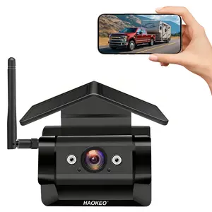 HaoKeo HA7 Magnetic Wireless Solar Backup Camera Rechargeable Battery IP69 Waterproof 1080P Night Vision Rear/Front View WiFi Camera No Wiring for Boat Travel Trailer/RV/Truck/Camper for iPhone iPad Android Safety fathersdaygift