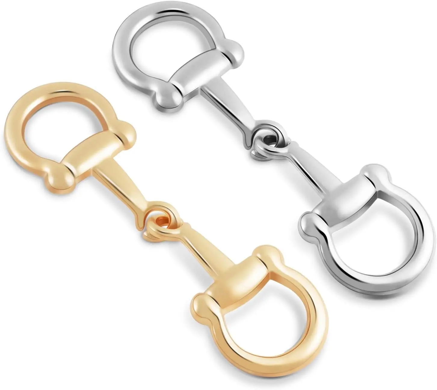 2pcs Scarf Ring Buckles, Metal Horsebit Silk Scarf Buckle, Scarves Rings and Slides for Women Scarves Clips, Shawls Clasp, Clothing Fashion Accessories (Gold and Silver 2pcs)