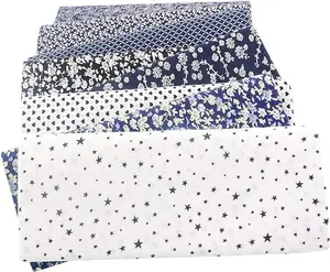 100% Cotton Fabric Fat Quarters -8 Pieces (20"x20"), Floral Cotton Craft Fabric, Cotton Fabric for Sewing, DIY Cloths Patchwork, Material for Quilting, Pre-Cut Quilting Fabric(Navy)