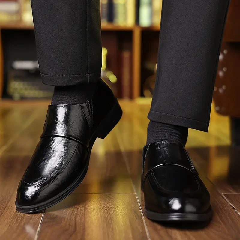 slim fit dress slacks luxury Brand Men Classic Pointed Toe Dress Shoes Men's Slip-on Patent –  GOANGIRL