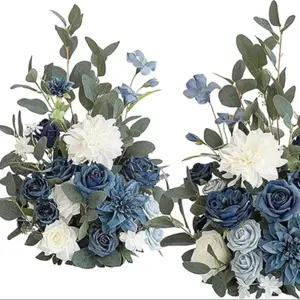 45cm Standing Artificial Flower Arrangement, Wedding Aisle Chair Decoration, Blue Centerpiece, Rose Floral Party Outdoor Decor, Artificial Flower Bouquet