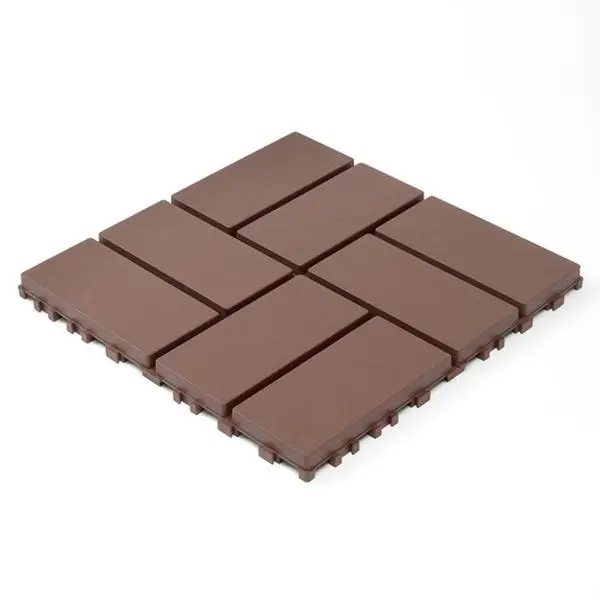 Plastic interlocking decking tiles, 44 packs of terrace decking tiles, 12“x 12” waterproof for all-weather use, backyard pool decking tiles, Brown