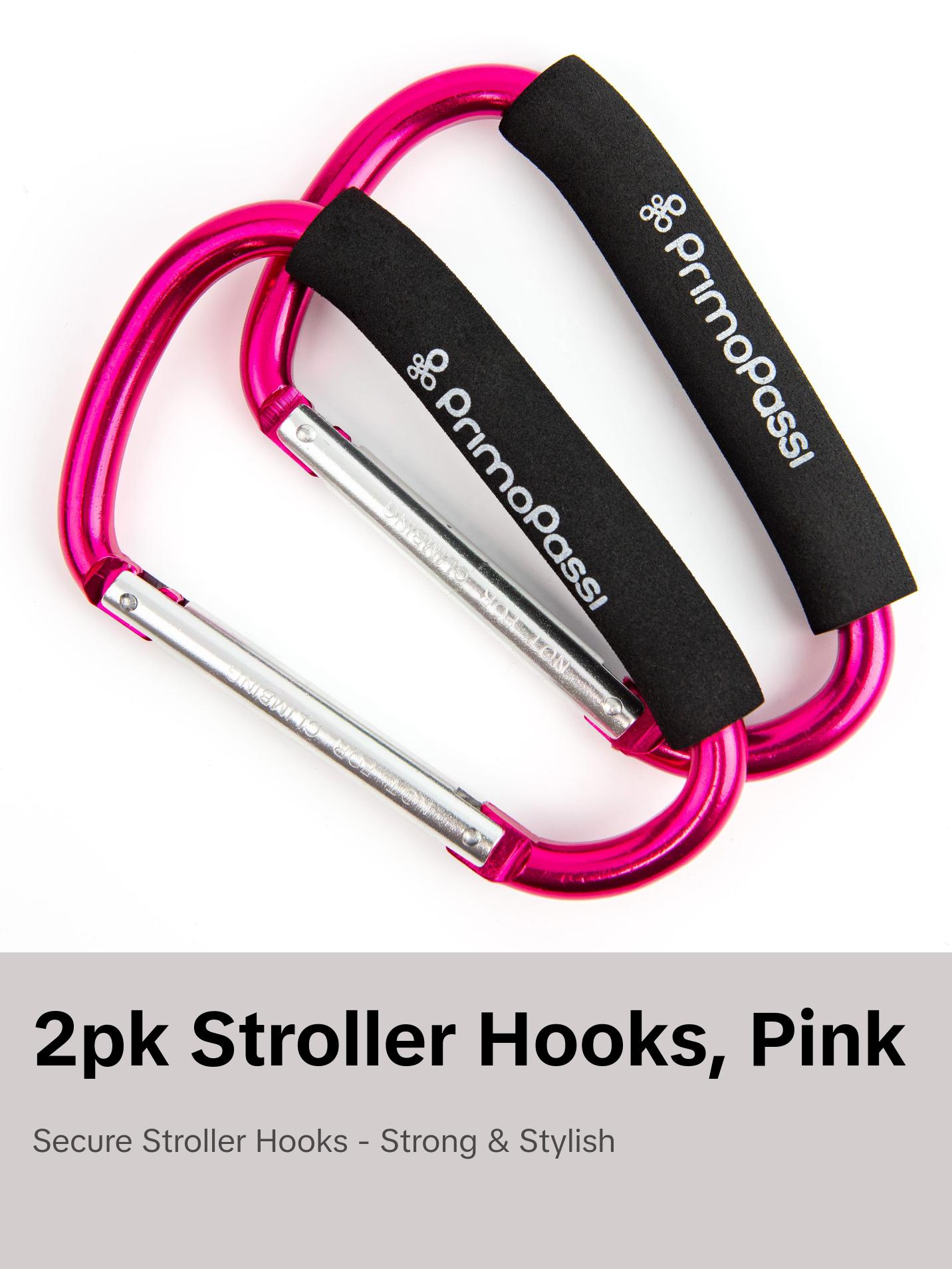 Primo Passi 2Pk Large Stroller Hook, Pink - Perfect for Traveling with Your Baby