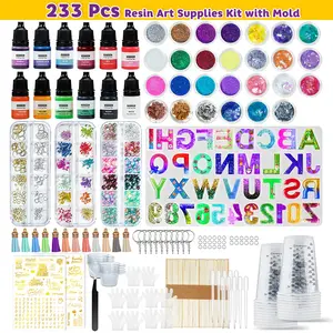 JANCHUN 233pcs Epoxy Resin Set – Perfect for DIY Bag Chains, Pendants, Keychains, Door Numbers, Jewelry Making.  Ideal Beginner Tools,Halloween & Christmas Gift