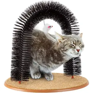 Cat Grooming Arch - 3-in-1 Scratching Board with Built-in Brushes, Deshedding Tool & Face Massager - Interactive Self-Cleaning Toy for Indoor Cats