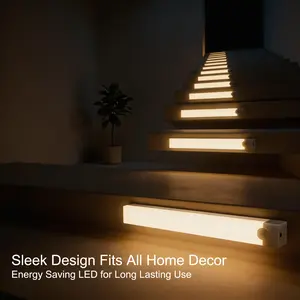 6-Pack Motion Sensor LED Stair Lighting, Indoor USB Rechargeable Magnetic Stick-On Auto-On/Off Night Lights, Wireless Under Cabinet Lights for Kitchen, A+ Grade Battery Energy-Saving Home Decor, Mother's Day Gift