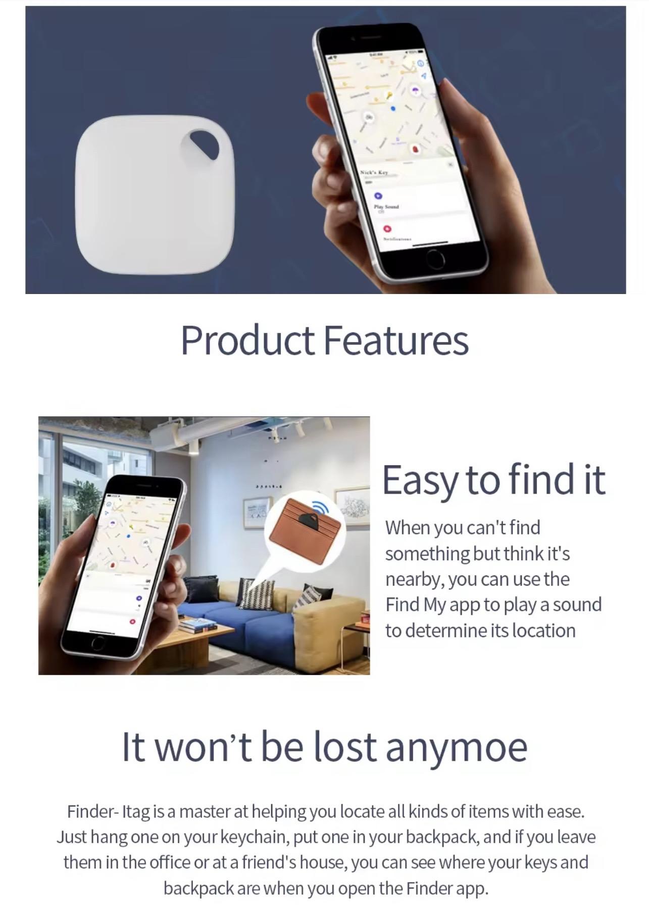 Long Distance Smart Tag GPS Track Anti-lost Alarm Mini Locator for iOS iPhone Only