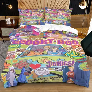 Scooby-Doo Themed Duvet Set (Including 1 Duvet Cover And 1-2 Pillowcases), Cartoon Illustration Designed Bedding, Perfect For Bedroom Exclusive Decoration For Teenagers, Boys, Girls, And Children