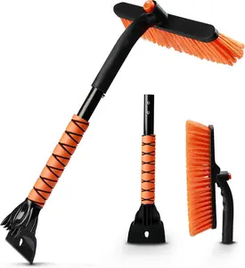 Snow Brush & Ice Scraper for Car Windshield 27" 360° Pivot Head Detachable Foam Grip Paint Safe Bristles Ice Chipping Scraper Winter Essential