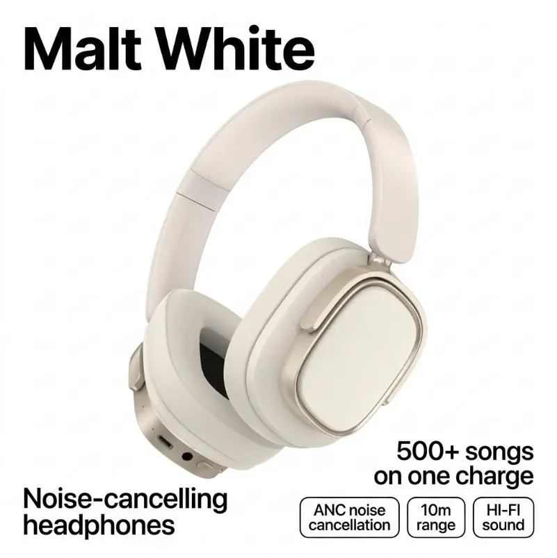 Ultra-Luxury Wireless Over-Ear Headphones with Active Noise Cancellation, Deep Bass Hi-Fi Stereo, 35H Playtime, Lightweight Foldable Design, Built-in Mic, Electronic Audio, Compatible with iOS, Android, PC for Travel & Daily Use, Wireless Headphones