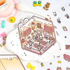 9 dream hut scene stickers 3D landscaping stickers, 1 type 4 3D three-dimensional stickers DIY handbook stickers stickers